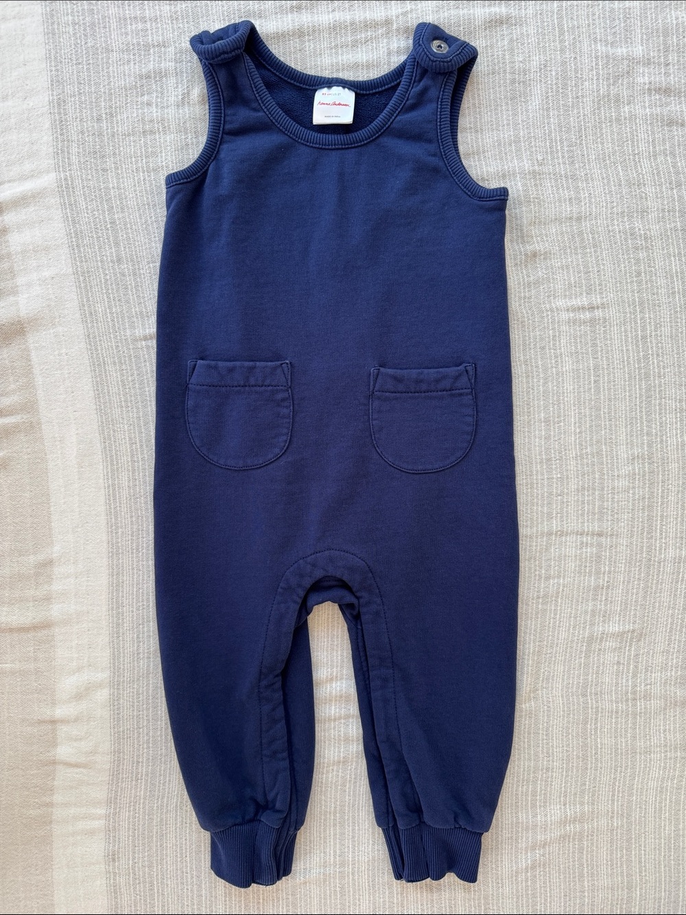 Hanna Andersson Navy Sleeveless Romper with Front Pockets